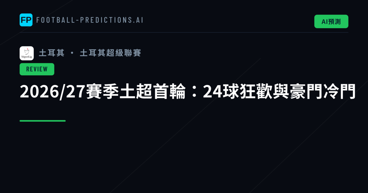 2026/27賽季土超首輪:24球狂歡與豪門冷門