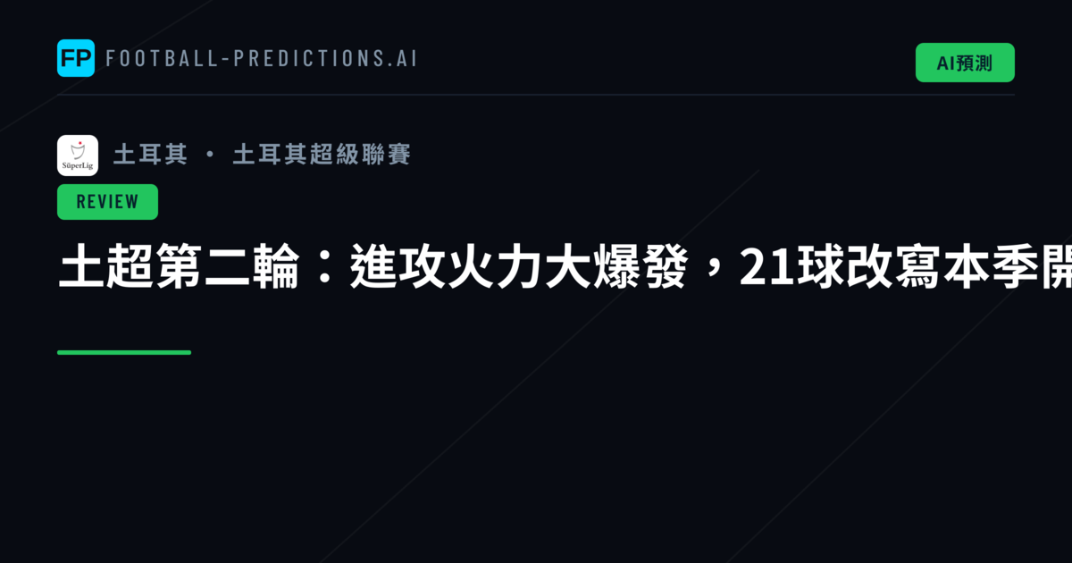 土超第二輪:進攻火力大爆發,21球改寫本季開局格局