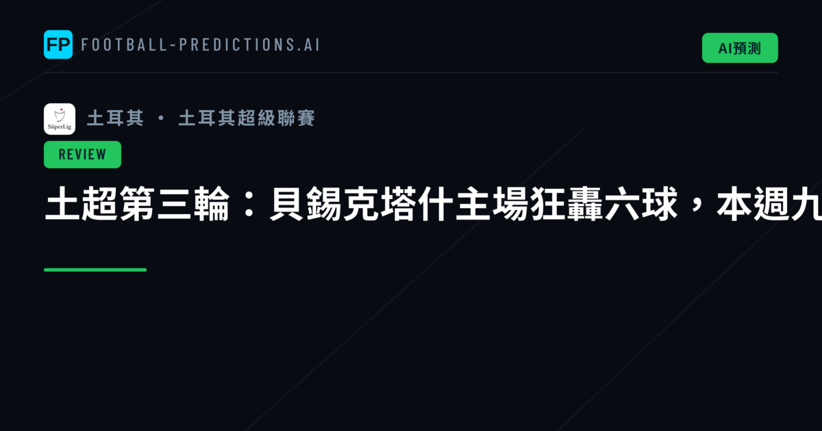土超第三輪：貝錫克塔什主場狂轟六球，本週九場狂飆31球破紀錄