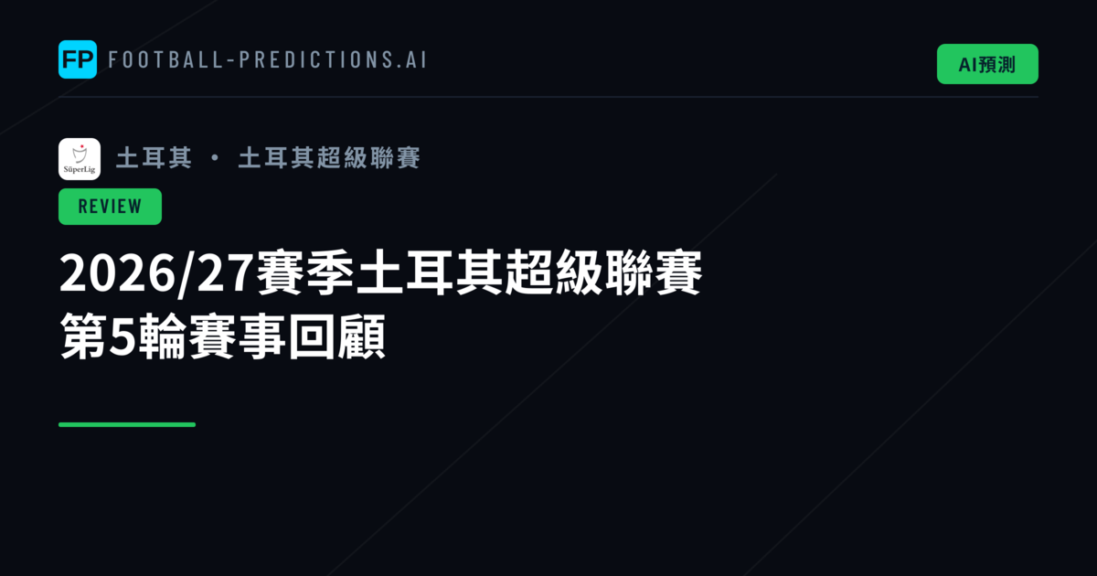 2026/27賽季土耳其超級聯賽 第5輪賽事回顧