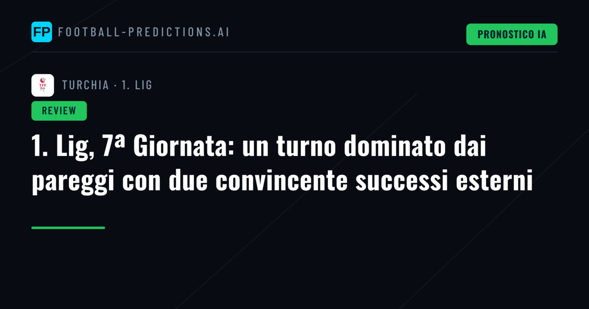 1. Lig, 7ª Giornata: un turno dominato dai pareggi con due convincente successi esterni