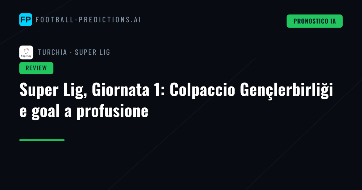 Super Lig, Giornata 1: Colpaccio Gençlerbirliği e goal a profusione