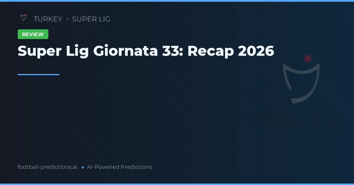 Super Lig Giornata 33: Recap 2026
