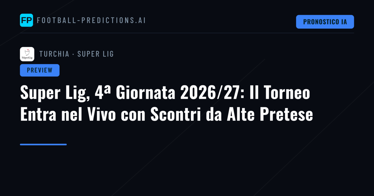 Super Lig, 4ª Giornata 2026/27: Il Torneo Entra nel Vivo con Scontri da Alte Pretese