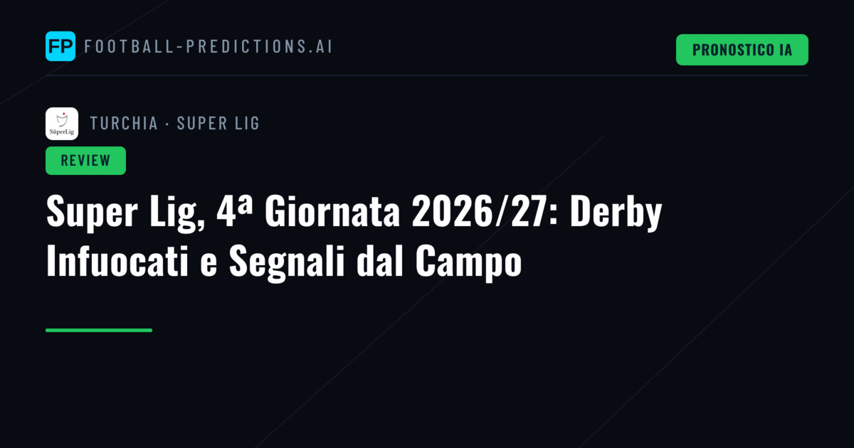 Super Lig, 4ª Giornata 2026/27: Derby Infuocati e Segnali dal Campo
