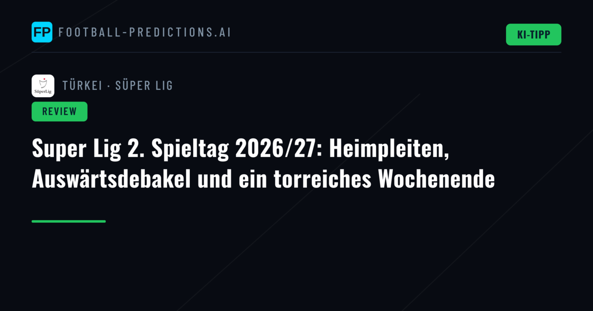 Super Lig 2. Spieltag 2026/27: Heimpleiten, Auswärtsdebakel und ein torreiches Wochenende