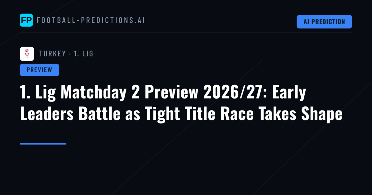 1. Lig Matchday 2 Preview 2026/27: Early Leaders Battle as Tight Title Race Takes Shape