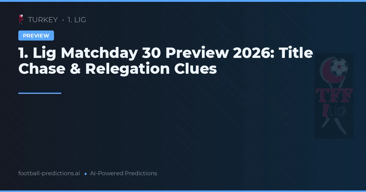 1. Lig Matchday 30 Preview 2026: Title Chase & Relegation Clues