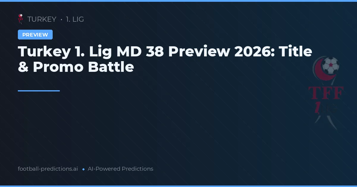 Turkey 1. Lig MD 38 Preview 2026: Title & Promo Battle