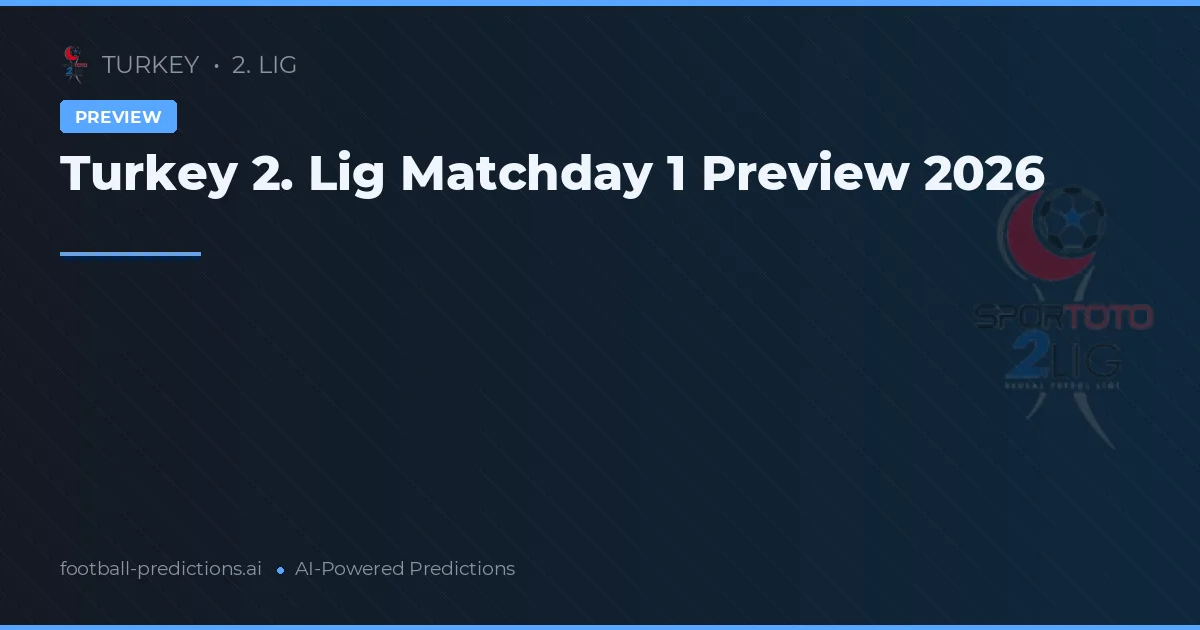 Turkey 2. Lig Matchday 1 Preview 2026