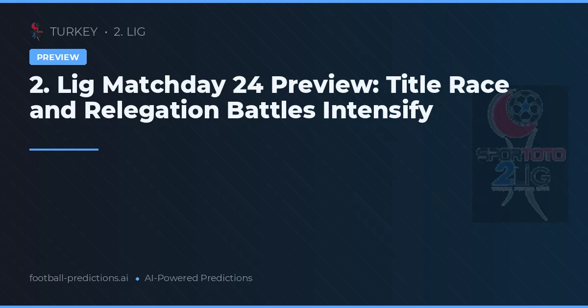 2. Lig Matchday 24 Preview: Title Race and Relegation Battles Intensify