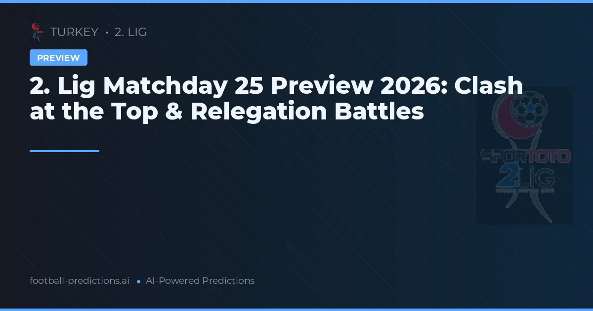 2. Lig Matchday 25 Preview 2026: Clash at the Top & Relegation Battles
