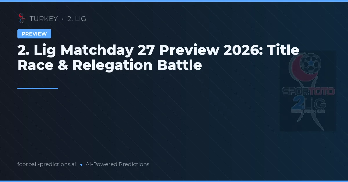 2. Lig Matchday 27 Preview 2026: Title Race & Relegation Battle