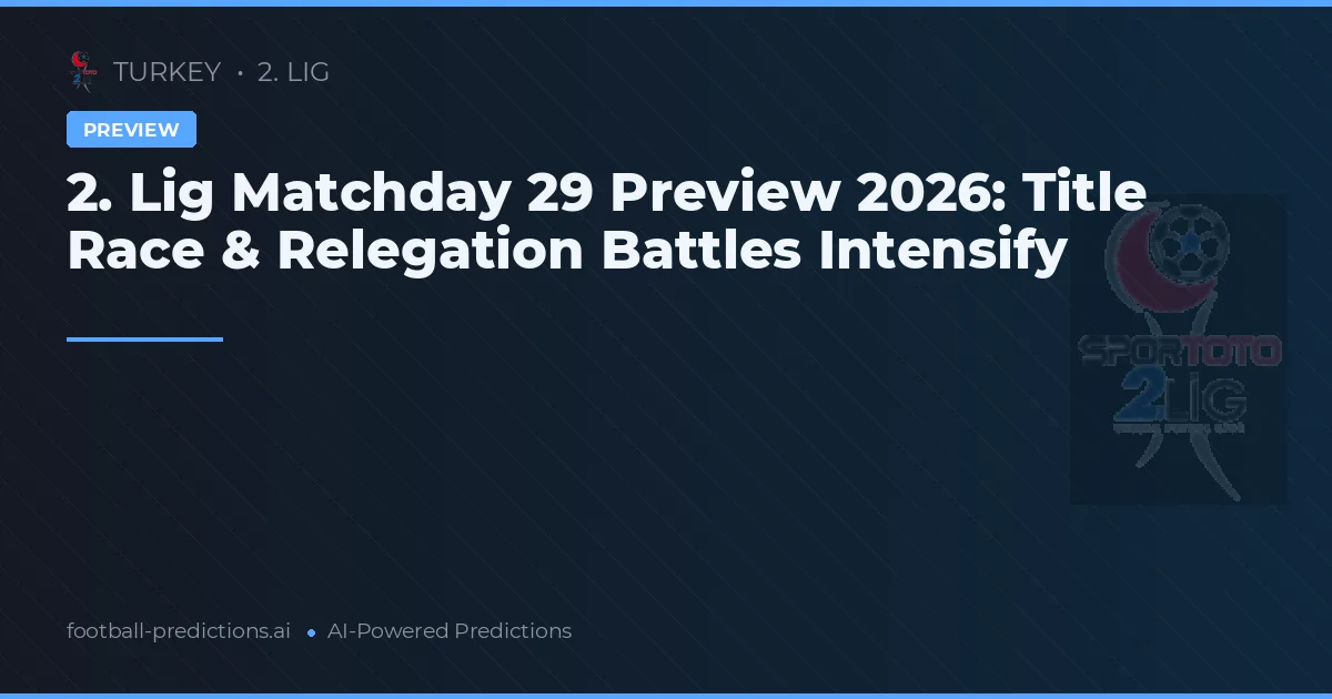 2. Lig Matchday 29 Preview 2026: Title Race & Relegation Battles Intensify