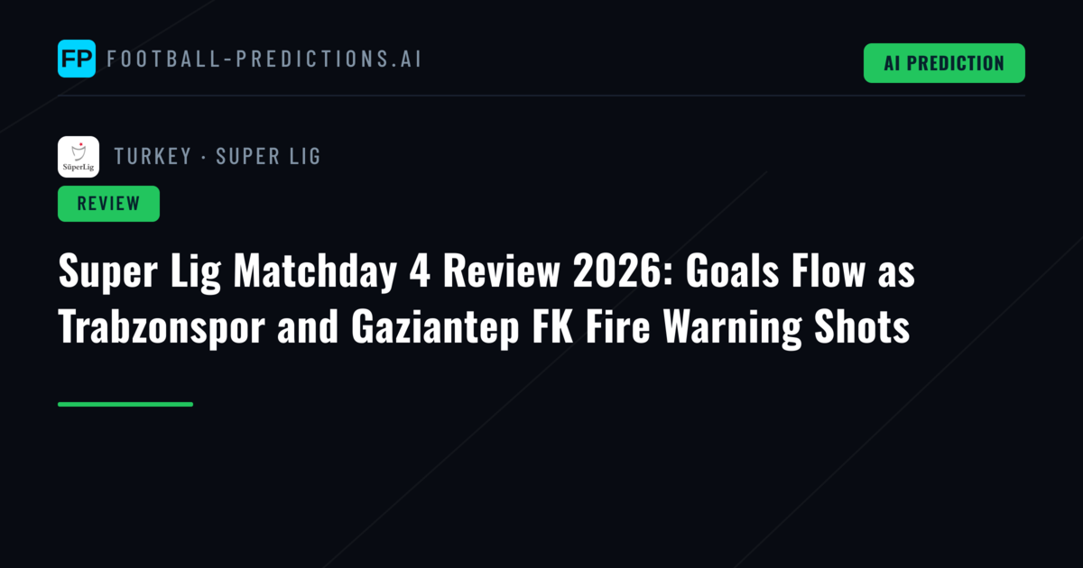 Super Lig Matchday 4 Review 2026: Goals Flow as Trabzonspor and Gaziantep FK Fire Warning Shots