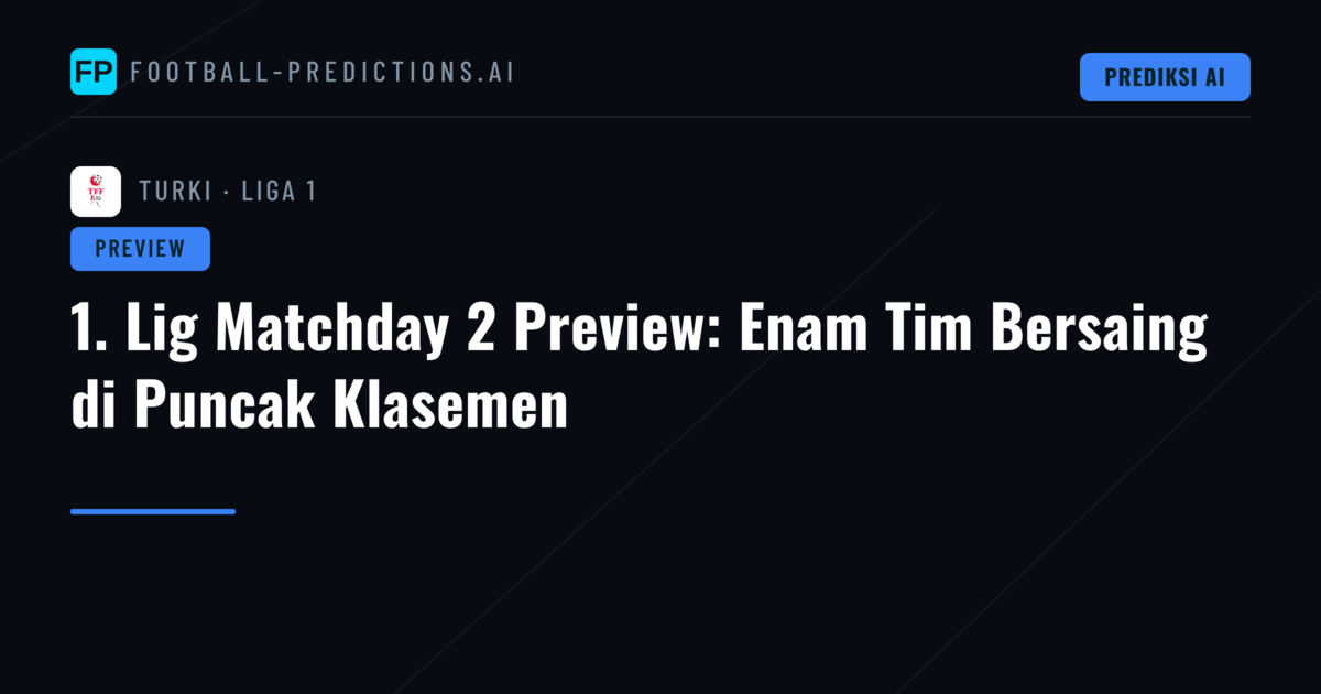 1. Lig Matchday 2 Preview: Enam Tim Bersaing di Puncak Klasemen