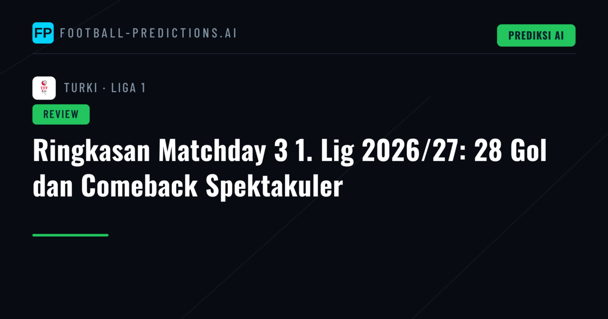 Ringkasan Matchday 3 1. Lig 2026/27: 28 Gol dan Comeback Spektakuler