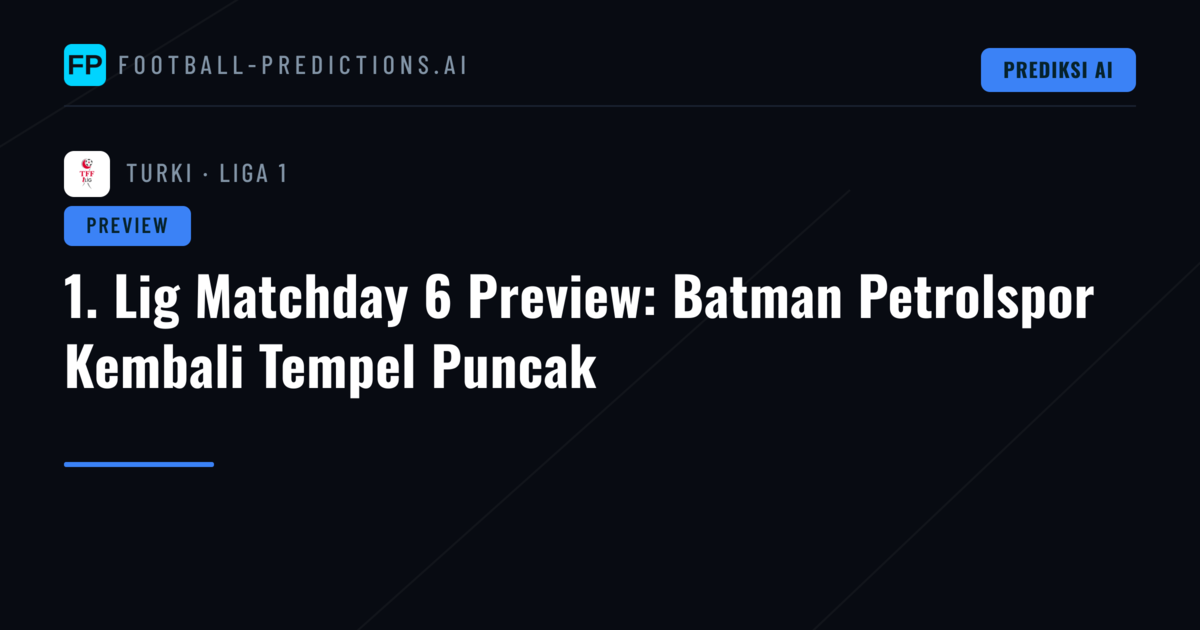 1. Lig Matchday 6 Preview: Batman Petrolspor Kembali Tempel Puncak