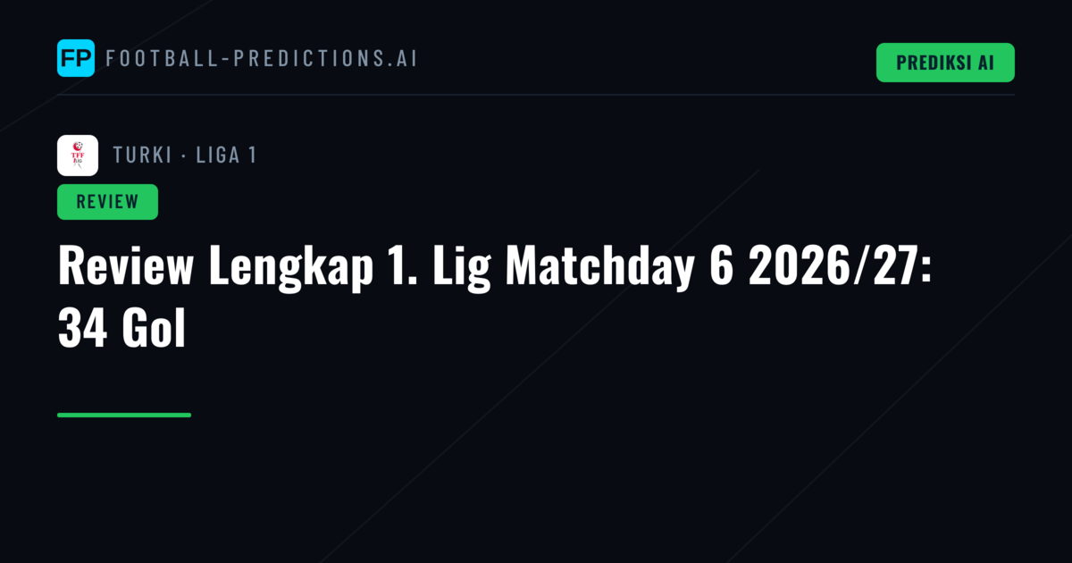 Review Lengkap 1. Lig Matchday 6 2026/27: 34 Gol