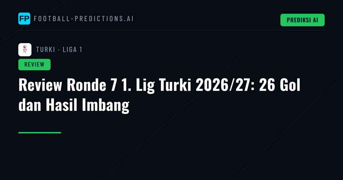 Review Ronde 7 1. Lig Turki 2026/27: 26 Gol dan Hasil Imbang