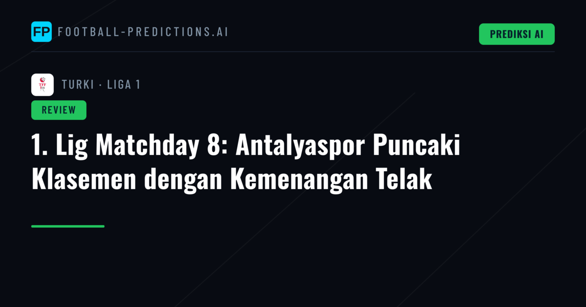 1. Lig Matchday 8: Antalyaspor Puncaki Klasemen dengan Kemenangan Telak
