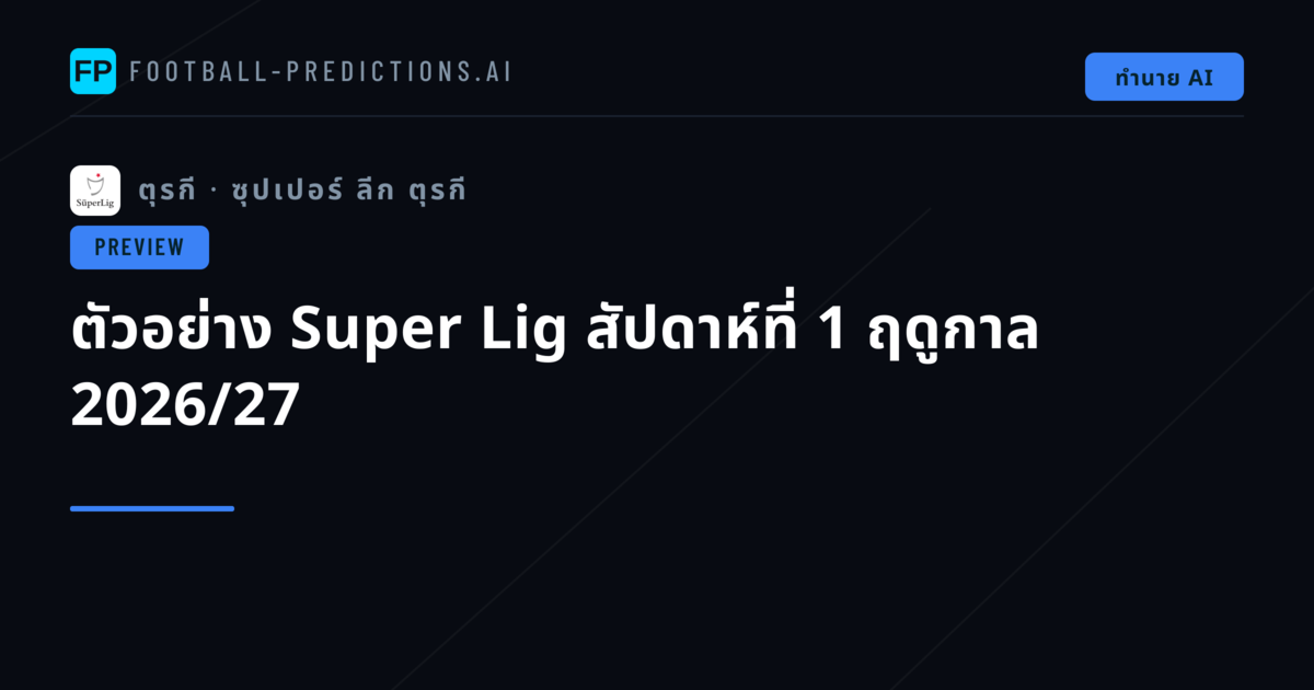 ตัวอย่าง Super Lig สัปดาห์ที่ 1 ฤดูกาล 2026/27
