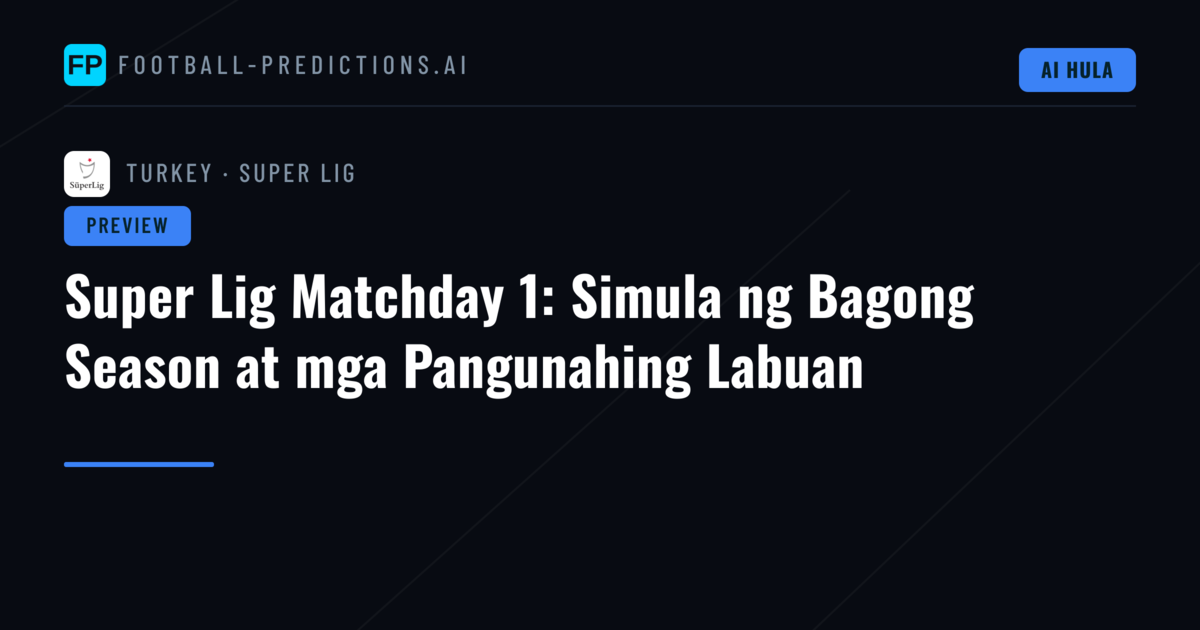 Super Lig Matchday 1: Simula ng Bagong Season at mga Pangunahing Labuan