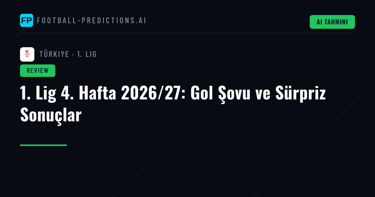 1. Lig 4. Hafta 2026/27: Gol Şovu ve Sürpriz Sonuçlar