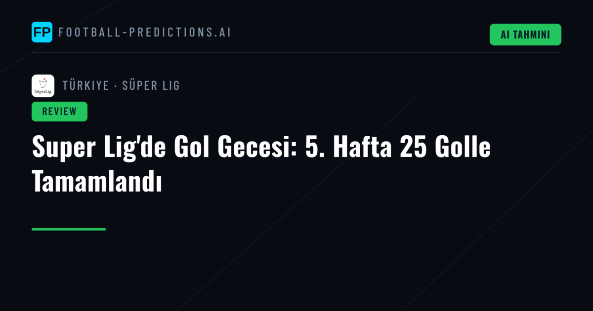 Super Lig'de Gol Gecesi: 5. Hafta 25 Golle Tamamlandı