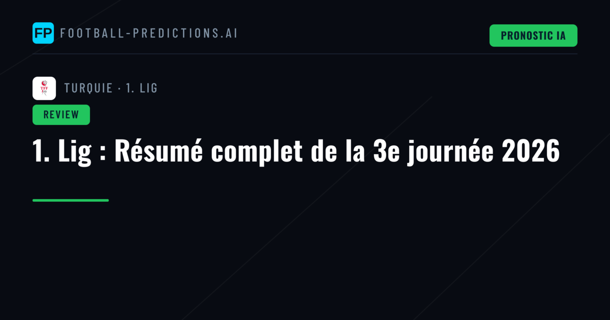 1. Lig : Résumé complet de la 3e journée 2026