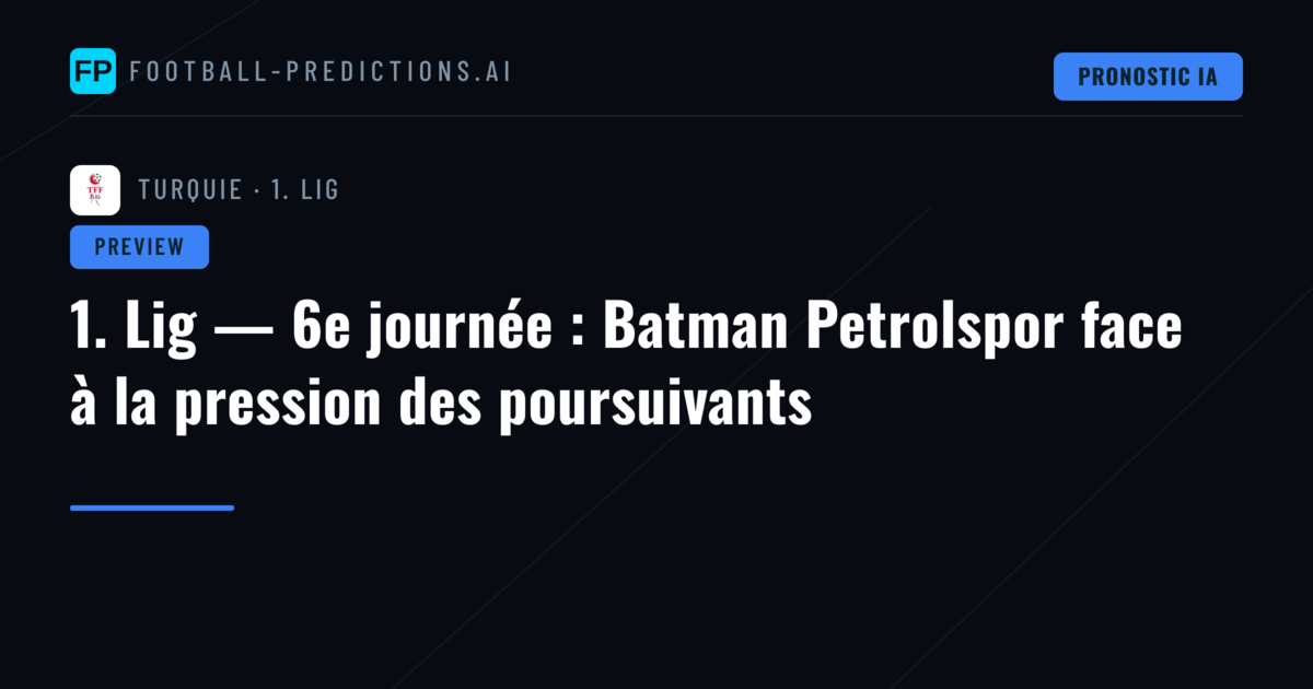 1. Lig — 6e journée : Batman Petrolspor face à la pression des poursuivants
