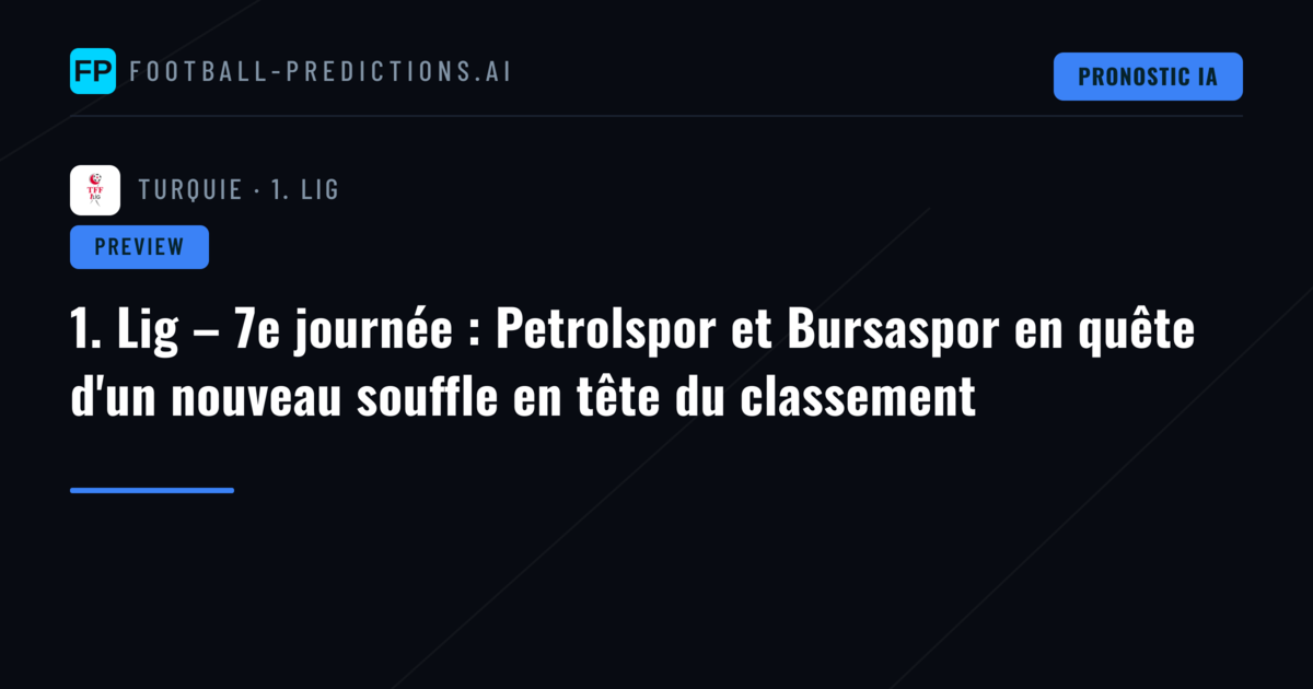 1. Lig – 7e journée : Petrolspor et Bursaspor en quête d'un nouveau souffle en tête du classement