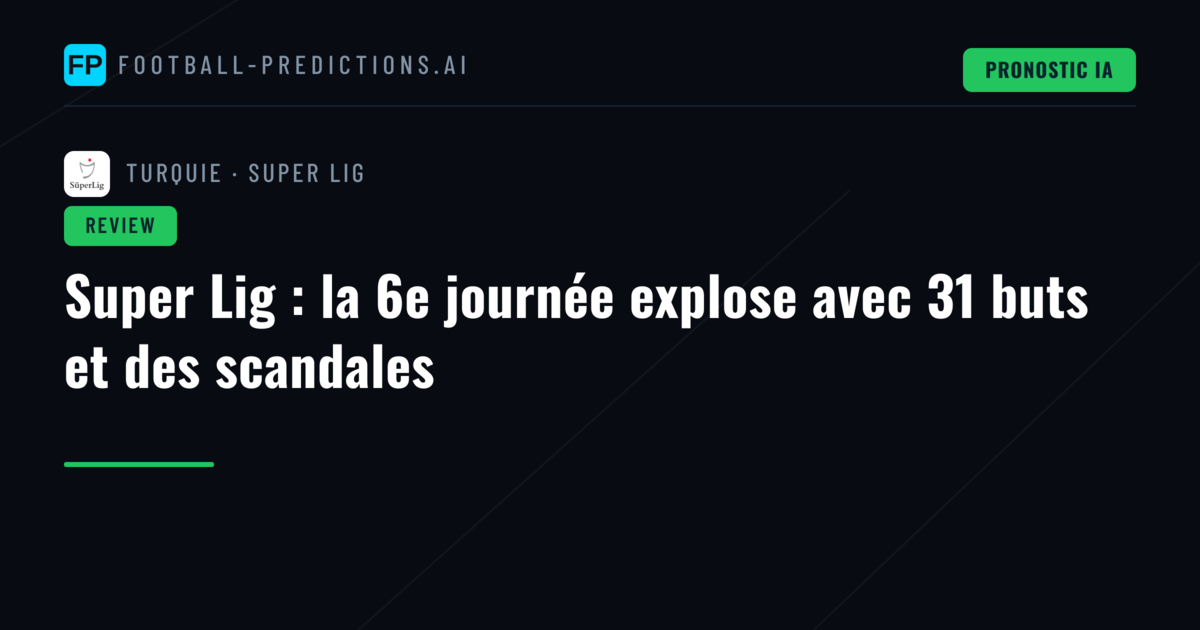 Super Lig : la 6e journée explose avec 31 buts et des scandales