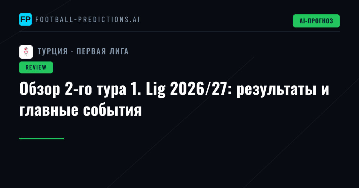 Обзор 2-го тура 1. Lig 2026/27: результаты и главные события