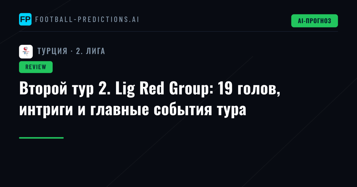 Второй тур 2. Lig Red Group: 19 голов, интриги и главные события тура