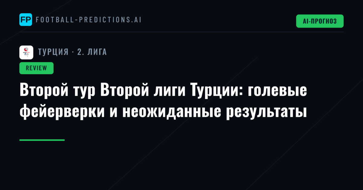 Второй тур Второй лиги Турции: голевые фейерверки и неожиданные результаты