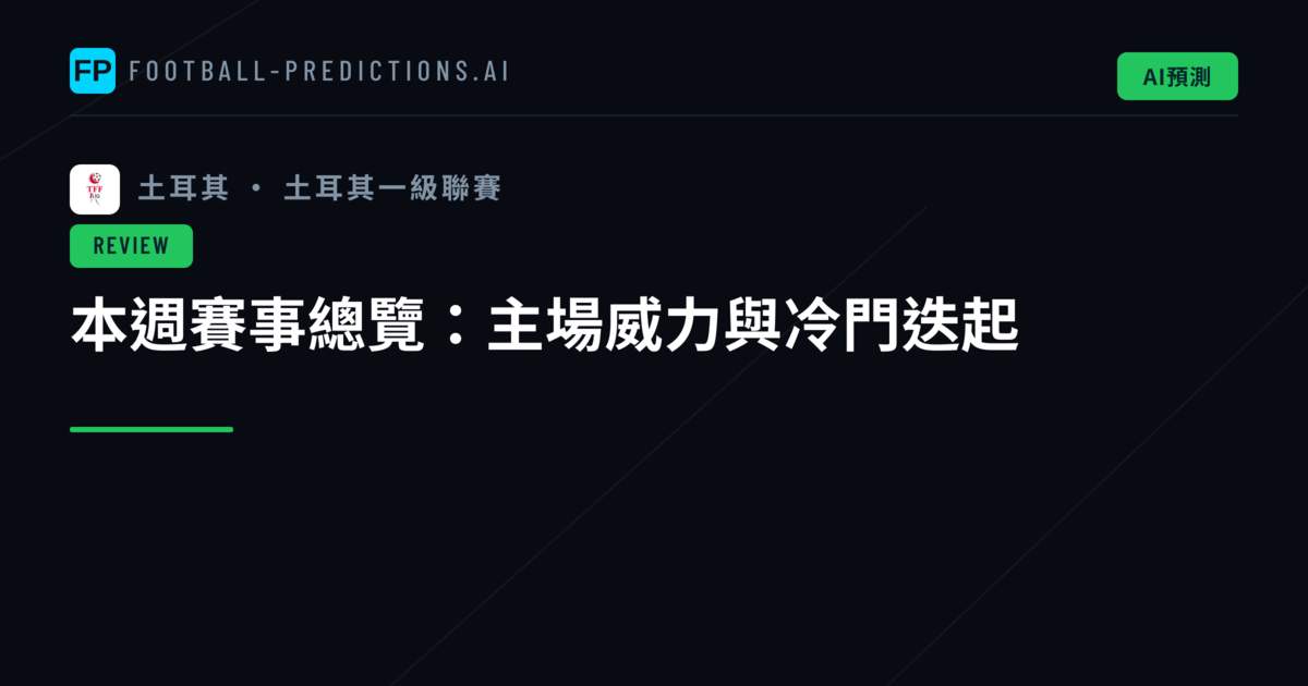 本週賽事總覽:主場威力與冷門迭起