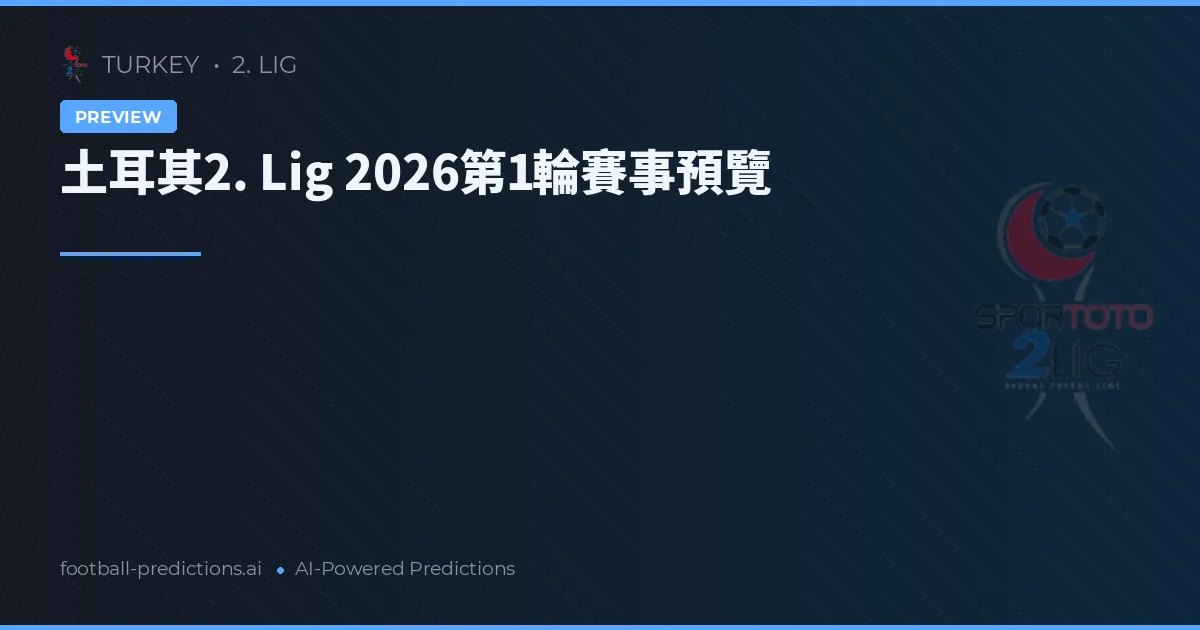 土耳其2. Lig 2026第1輪賽事預覽