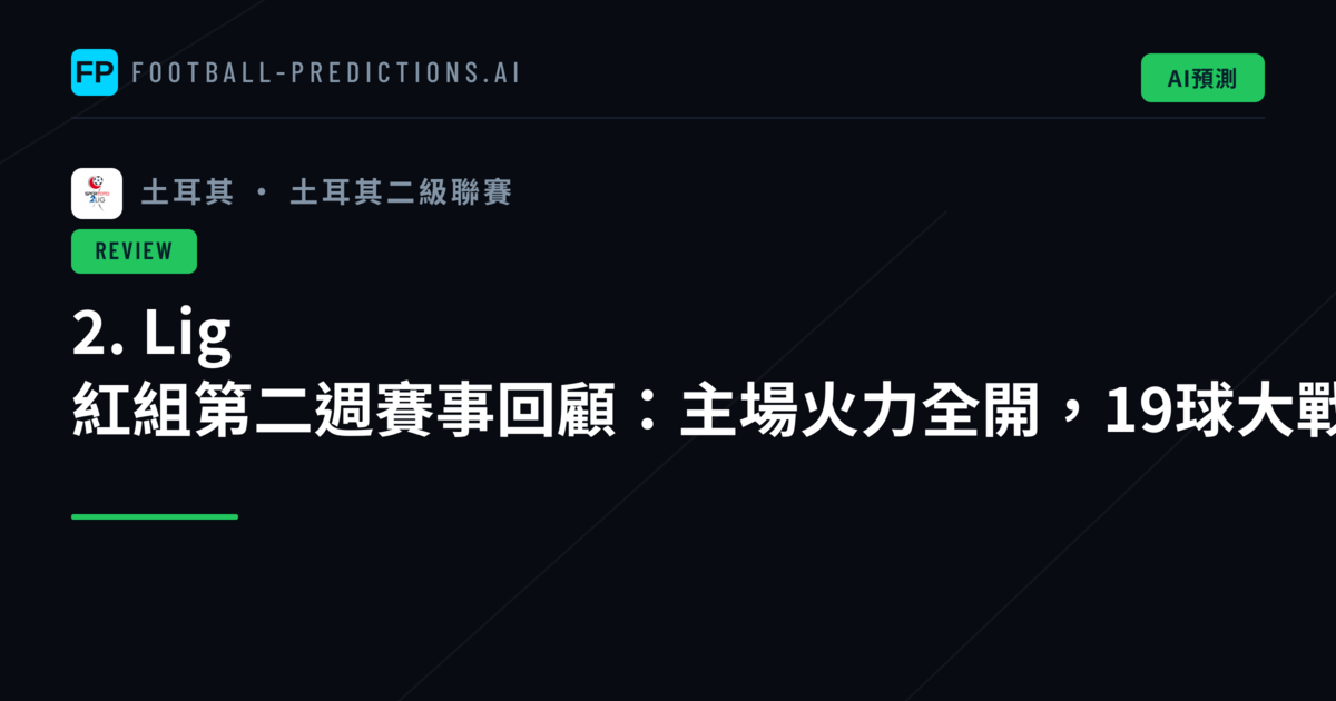 2. Lig 紅組第二週賽事回顧：主場火力全開，19球大戰精彩紛呈