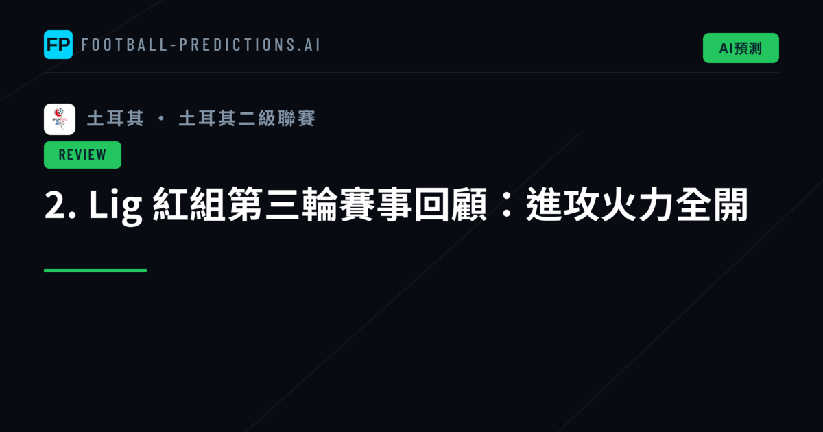 2. Lig 紅組第三輪賽事回顧:進攻火力全開