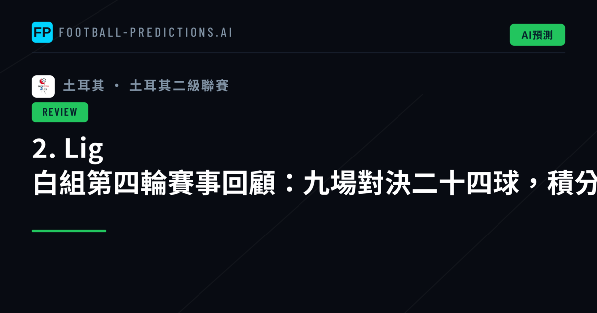 2. Lig 白組第四輪賽事回顧:九場對決二十四球,積分榜風雲變色