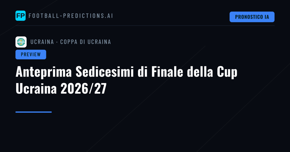 Anteprima Sedicesimi di Finale della Cup Ucraina 2026/27