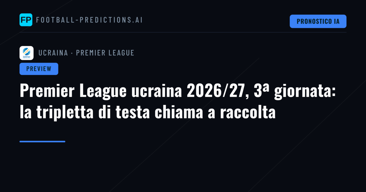 Premier League ucraina 2026/27, 3ª giornata: la tripletta di testa chiama a raccolta