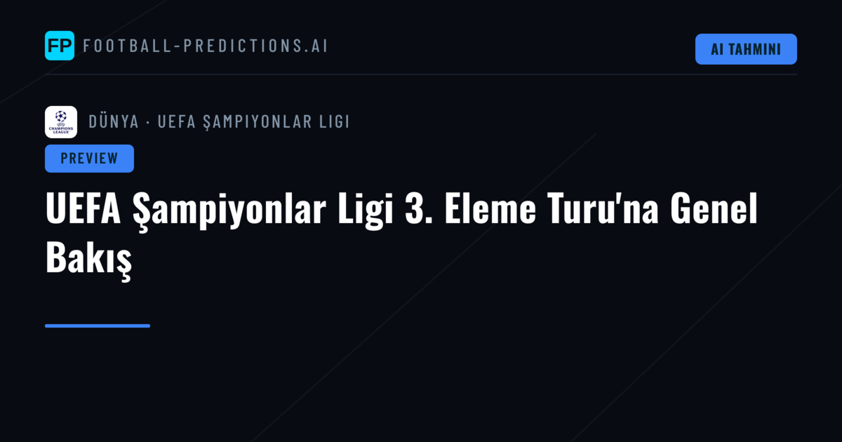 UEFA Şampiyonlar Ligi 3. Eleme Turu'na Genel Bakış