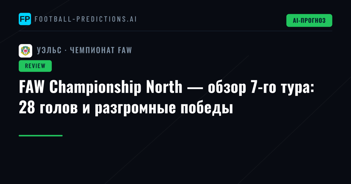 FAW Championship North — обзор 7-го тура: 28 голов и разгромные победы