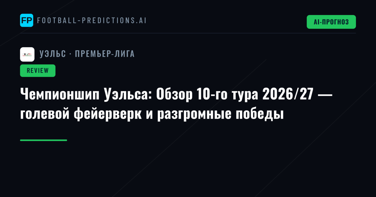 Чемпионшип Уэльса: Обзор 10-го тура 2026/27 — голевой фейерверк и разгромные победы