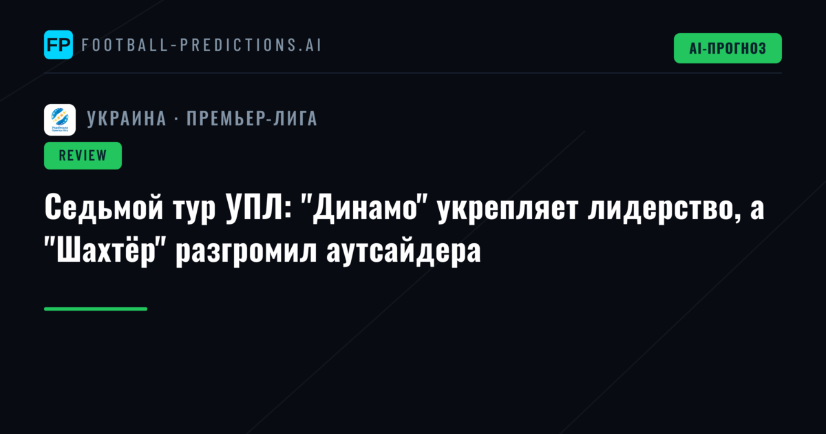 Седьмой тур УПЛ: "Динамо" укрепляет лидерство, а "Шахтёр" разгромил аутсайдера