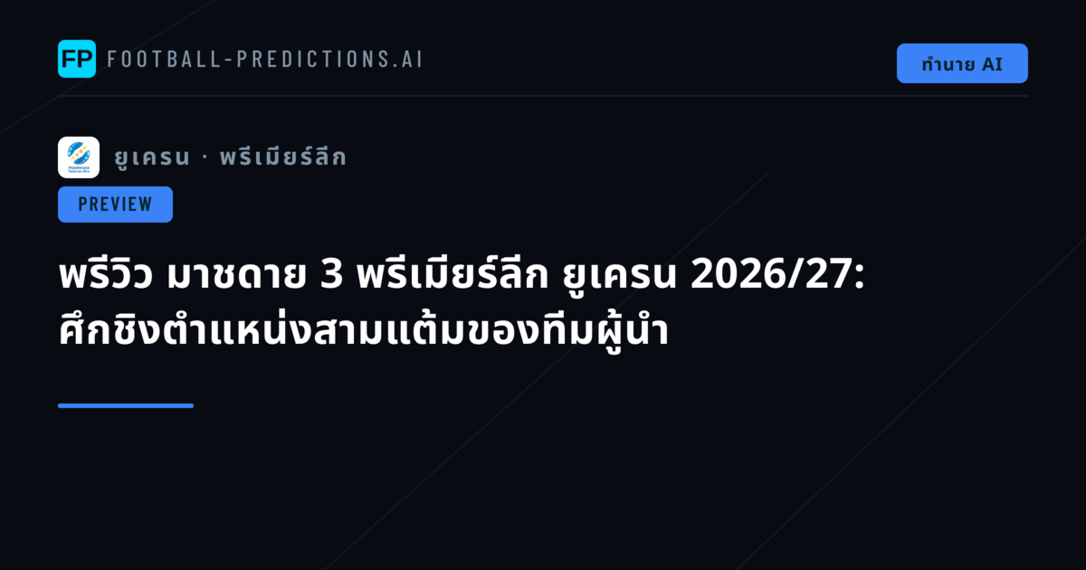 พรีวิว มาชดาย 3 พรีเมียร์ลีก ยูเครน 2026/27: ศึกชิงตำแหน่งสามแต้มของทีมผู้นำ
