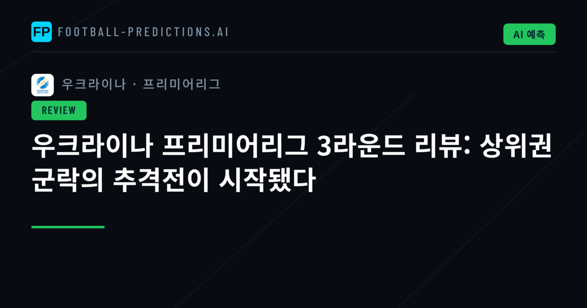 우크라이나 프리미어리그 3라운드 리뷰: 상위권 군락의 추격전이 시작됐다