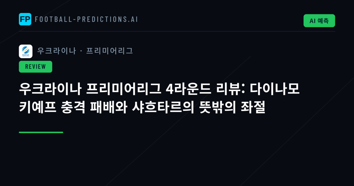 우크라이나 프리미어리그 4라운드 리뷰: 다이나모 키예프 충격 패배와 샤흐타르의 뜻밖의 좌절